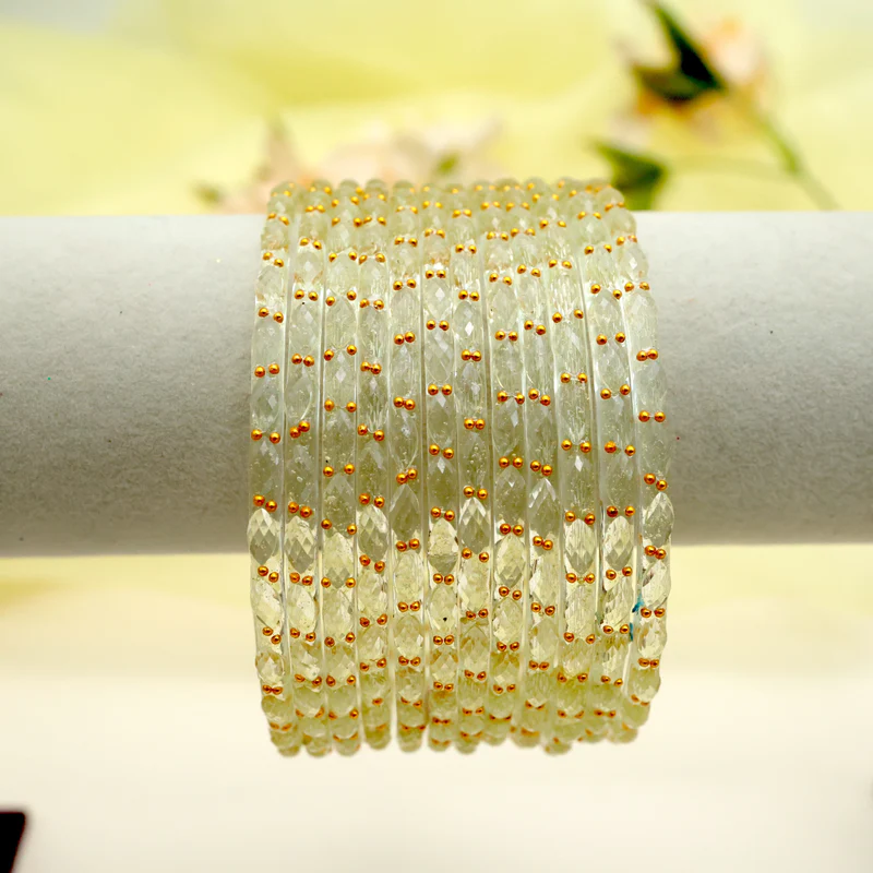 Raindrop Glass Bangles – Crystal White